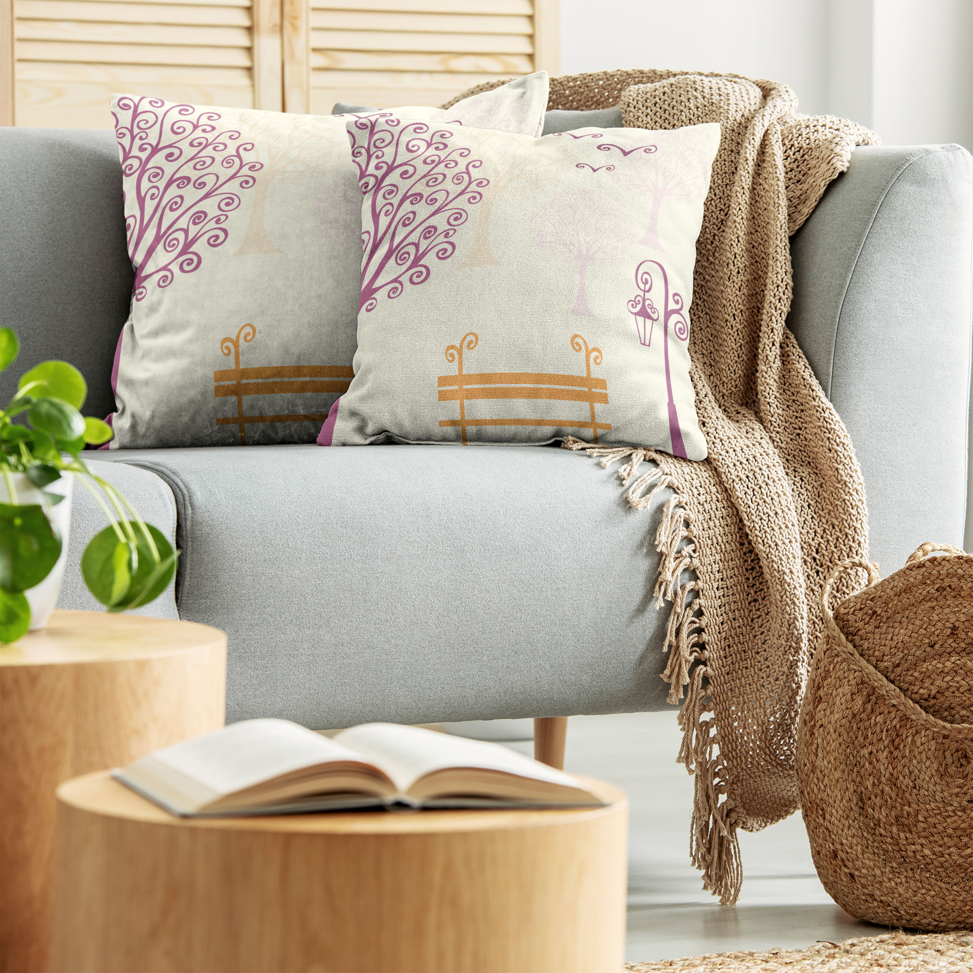 Ambesonne Tree Bloom Cushion Cover Set of 2 for Couch and Bed in 4 Sizes - Picture 145 of 220