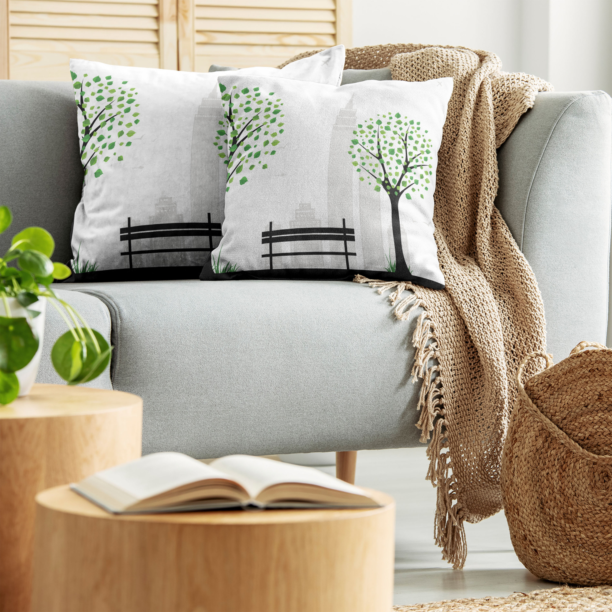 Ambesonne Tree Bloom Cushion Cover Set of 2 for Couch and Bed in 4 Sizes - Picture 202 of 220