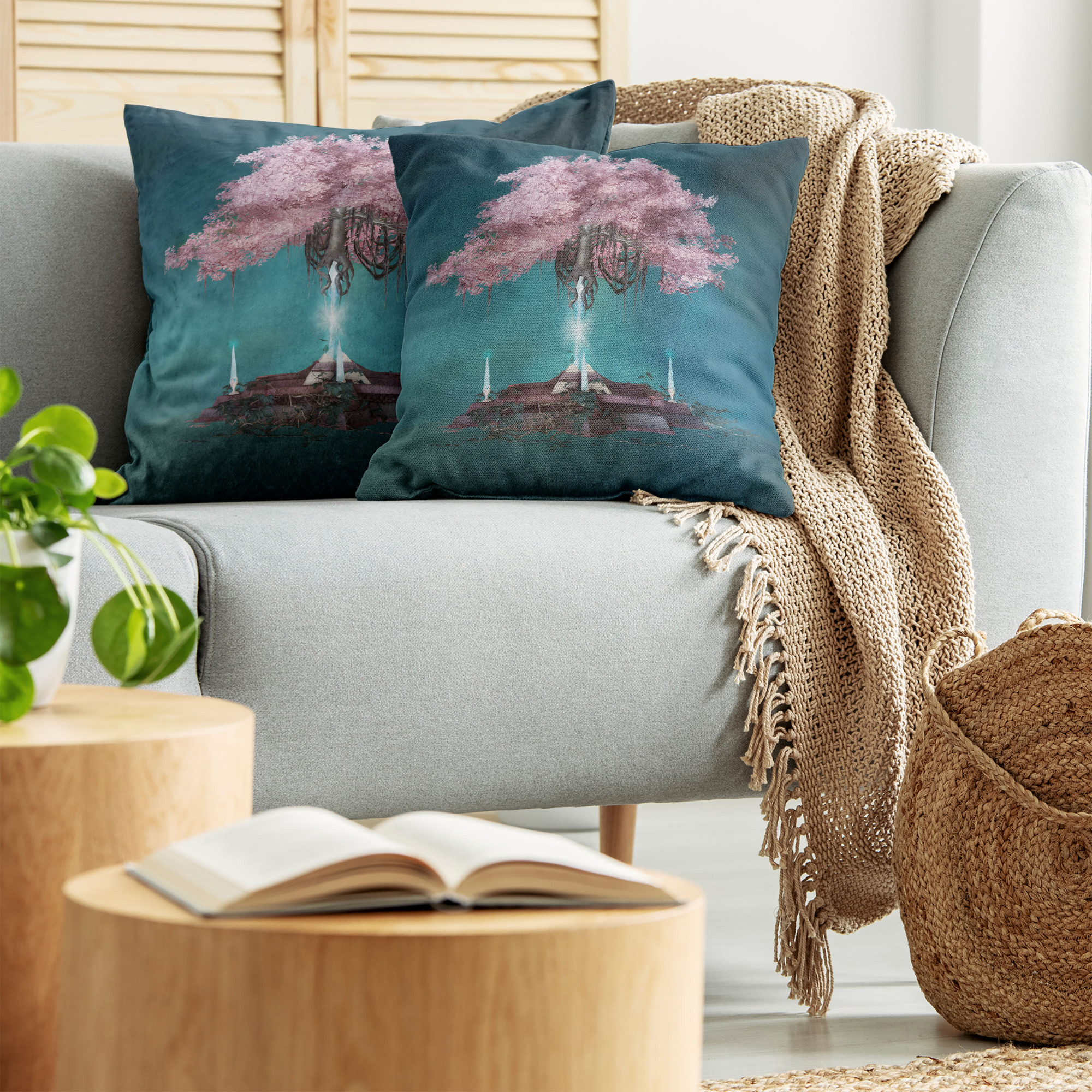 Ambesonne Tree Bloom Cushion Cover Set of 2 for Couch and Bed in 4 Sizes - Picture 149 of 220