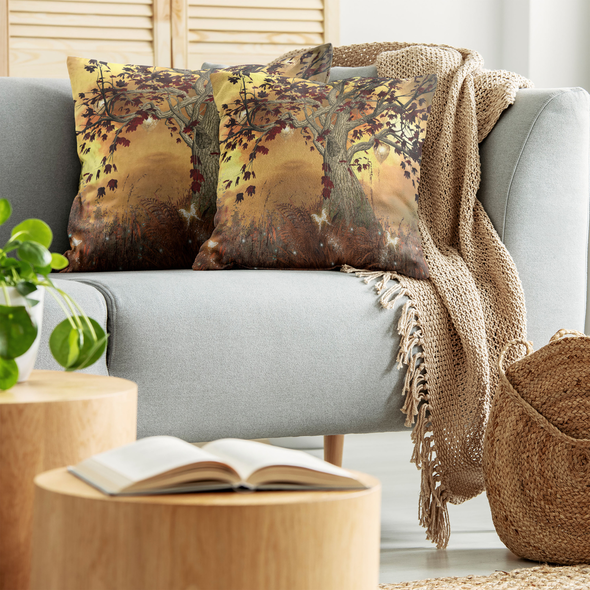 Ambesonne Tree Bloom Cushion Cover Set of 2 for Couch and Bed in 4 Sizes - Picture 198 of 220