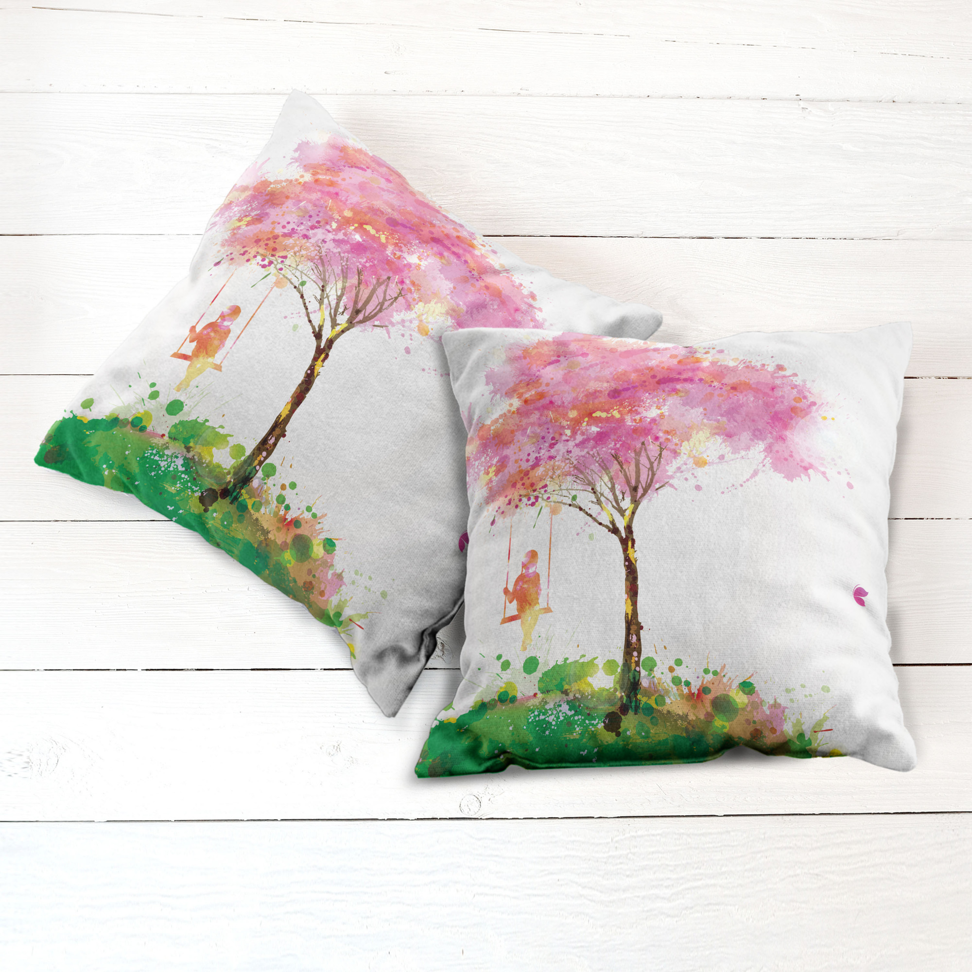 Ambesonne Colorful Theme Cushion Cover Set of 2 for Couch and Bed in 4 Sizes