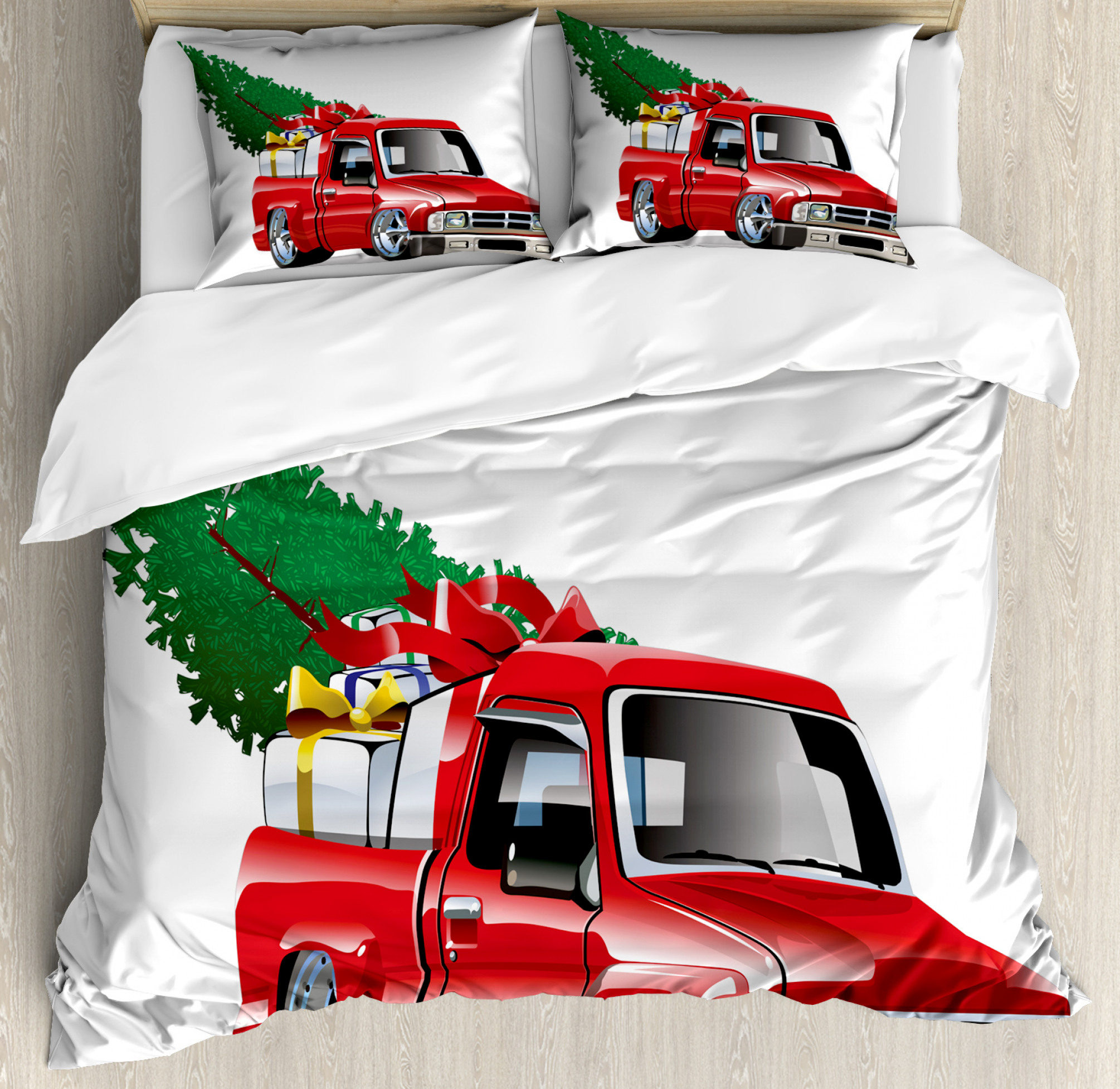 Red Farm Truck Duvet Cover Set 99 90