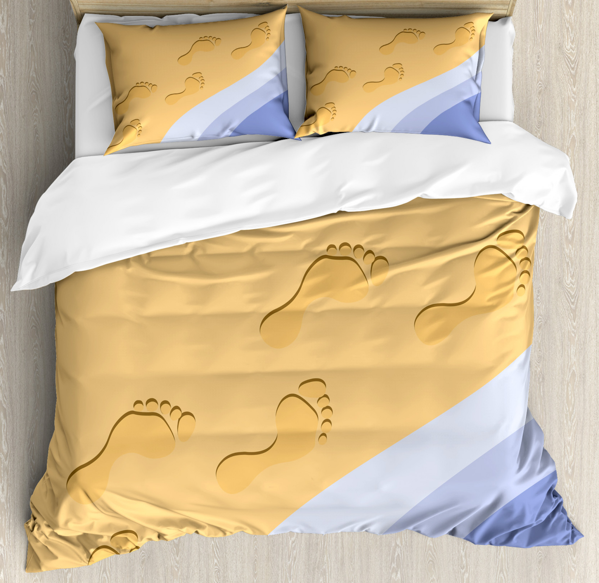 Footprints Sand Seaside Duvet Cover Set 99 90