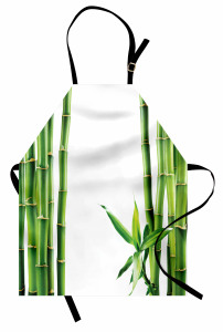 Bambu ve Yaprak Desenli Mutfak Önlüğü Yeşil Trend