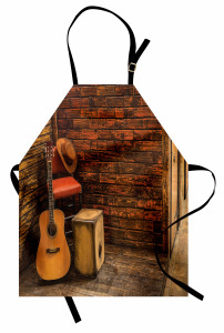 Müzik Gitar Mutfak Önlüğü Duvar Fonlu