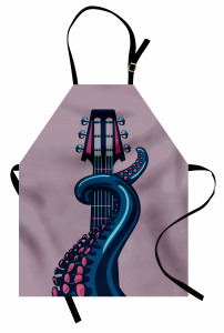 Gitarist Ahtapot Mutfak Önlüğü Gitarist Ahtapot Desenli Müzik