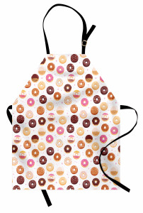 Donut Desenli Mutfak Önlüğü Donut ve Minik Kalp Desenli