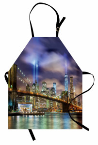 Işıklı New York Mutfak Önlüğü Şehir Işıkları Köprü