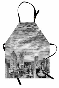 Nostaljik New York Manzarası Mutfak Önlüğü Siyah Beyaz
