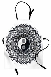 Yin Yangli Mandala Mutfak Önlüğü Yin Yang Sembollü Mandala