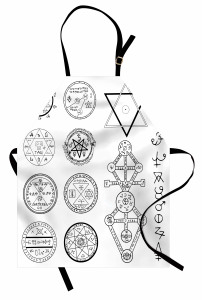 Mistik Pentagram Mutfak Önlüğü Beyaz