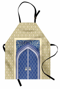 Krem Lacivert Kapı Mutfak Önlüğü İslam Etkili