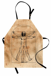 Da Vinci İnsan Anatomi Mutfak Önlüğü Geometrik