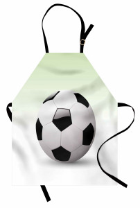 3D Etkili Futbol Topu Mutfak Önlüğü Beyaz Arka Plan