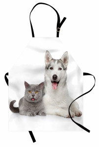 Kedi Köpek Dostluğu Mutfak Önlüğü Kedi Köpek