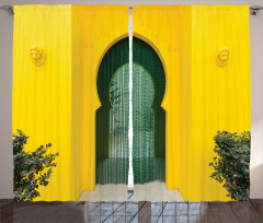 Sarı Kemerli Kapı Fon Perde Antik