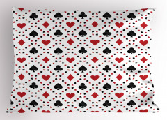 Kalp Desenli Yastık Kılıfı Poker Temalı Kırmızı Siyah