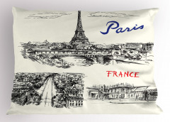 Paris Temalı Yastık Kılıfı Elle Çizim Şık Tasarım