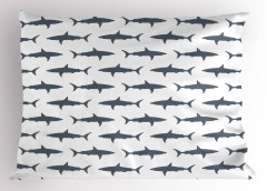 Mavi Köpek Balığı Yastık Kılıfı Beyaz Fonlu