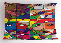 Kadın Yüzü Temalı Yastık Kılıfı Rengarenk Sanat Eseri