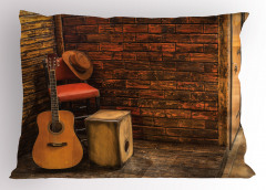 Müzik Gitar Yastık Kılıfı Duvar Fonlu