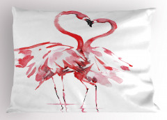 Flamingoların Aşkı Yastık Kılıfı Romantik Kırmızı