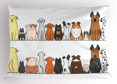 Sevimli Köpek Desenli Yastık Kılıfı Kahverengi