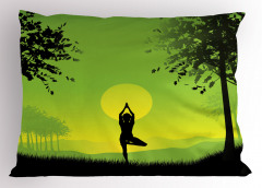 Gün Doğumunda Yoga Yastık Kılıfı Yeşil Sarı