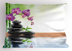Bambu ve Orkide Desenli Yastık Kılıfı Terapi Çiçek Mor