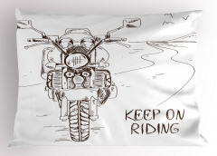 Motosiklet Yolculuğu Temalı Yastık Kılıfı Beyaz Yol