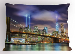 Işıklı New York Yastık Kılıfı Şehir Işıkları Köprü