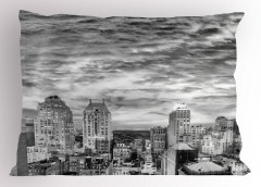 Nostaljik New York Manzarası Yastık Kılıfı Siyah Beyaz
