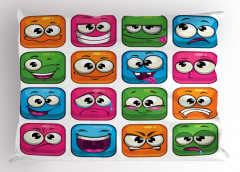Rengarenk Emojiler Yastık Kılıfı Rengarenk Emoji Mavi Pembe