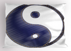Lacivert Yin Yang Yastık Kılıfı Uzak Doğu