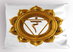 Hint Etkili Altın Lotus Yastık Kılıfı Beyaz