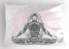 Meditasyon Pembe Lotus Yastık Kılıfı Beyaz