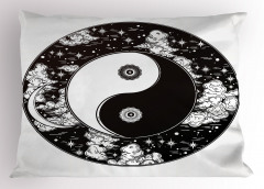 Bulutlar ve Yin Yang Yastık Kılıfı Yin Yang Sembolü Bulutlar