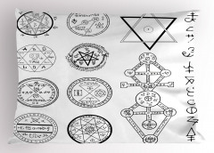Mistik Pentagram Yastık Kılıfı Beyaz