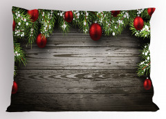 Noel Ağacı Temalı Yastık Kılıfı Kahverengi Kırmızı Süs