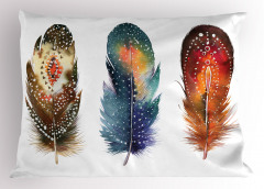 Kuş Tüyü Desenli Yastık Kılıfı Sulu Boya Şık Tasarım