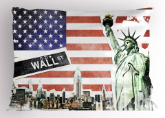ABD Bayrağı ve New York Yastık Kılıfı Kırmızı