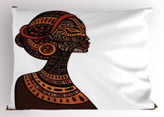 Etnik Temalı Yastık Kılıfı Afrikalı Kız Kahverengi