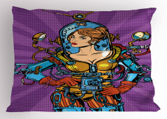 Şık Astronot Kız Yastık Kılıfı Dekoratif Mor Trend