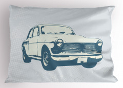 Nostaljik Araba Desenli Yastık Kılıfı Mavi Trend