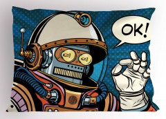 Retro Astronot Desenli Yastık Kılıfı Uzay Bilim