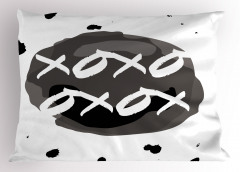Xox Oyunu Yastık Kılıfı Gri Beyaz Eğlenceli