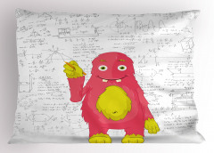 Pembe Yaratık Desenli Yastık Kılıfı Geometri Formül