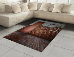 Terk Edilmiş Oda Temalı Halı (Kilim) Ahşap Görünümlü
