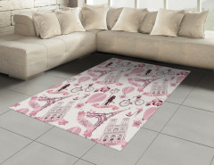 Paris'te Aşk Temalı Halı (Kilim) Pembe Çeyizlik Şık
