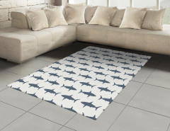 Mavi Köpek Balığı Halı (Kilim) Beyaz Fonlu